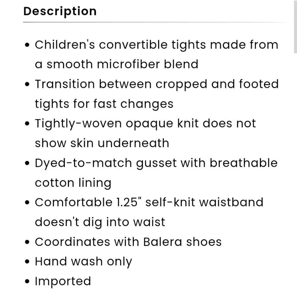Natalie Kids Convertible Ballet Dance Tights
